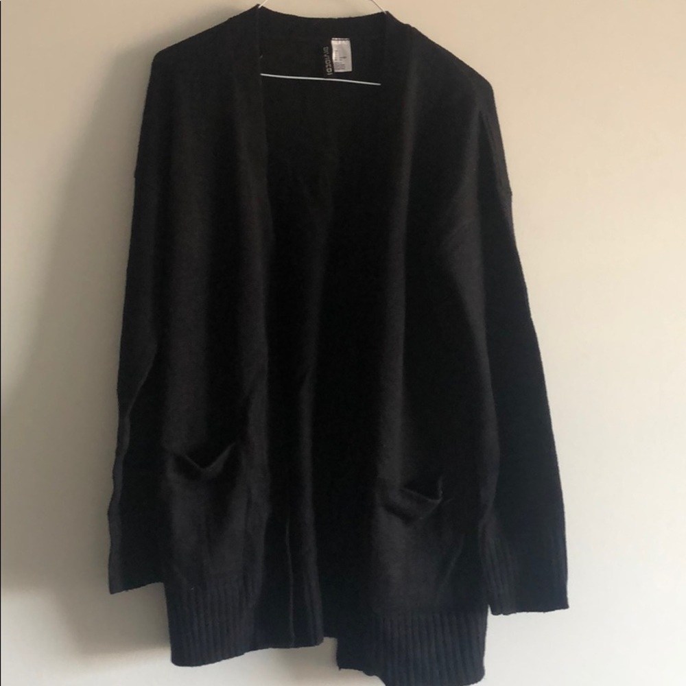 H&M Black open front cardigan with pockets